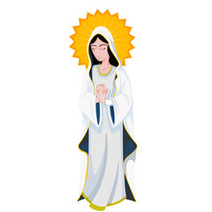 Illustration of Our Lady with white mantle and golden halo