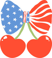 Coquette 4th of July cherries with bow tie