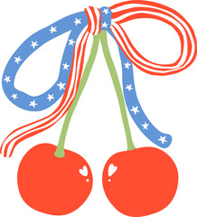 Coquette 4th of July cherries with Ribbon bow
