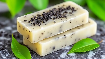 Handmade soap bars with natural ingredients for spa and wellness concept