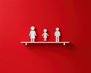 Minimalist balance beam with icons of career and family on each end