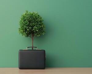Tree growing from briefcase, worklife balance as organic concept