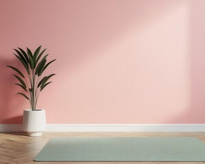 Workspace with meditation mat beside, dualuse minimalist room