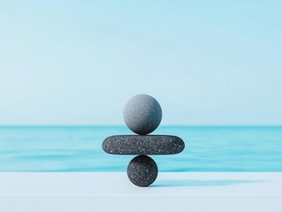 Worklife balance metaphor using two floating orbs of harmony