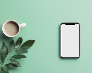 Minimalist workspace with phone turned upside down, digital detox balance