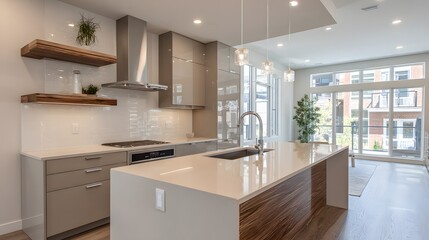 Contemporary kitchen with a sleek island