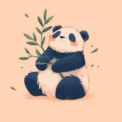 Panda icon, cute cartoon illustration style, clean white background and simple lines.