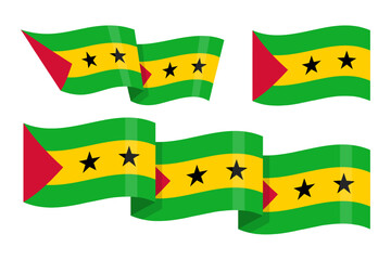 Vector illustration of wavy Sao Tome and Principe flag on transparent background