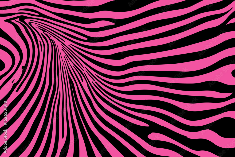 Poster this vector illustration in y2k style features bold pink and black wavy stripes. the design uses abs