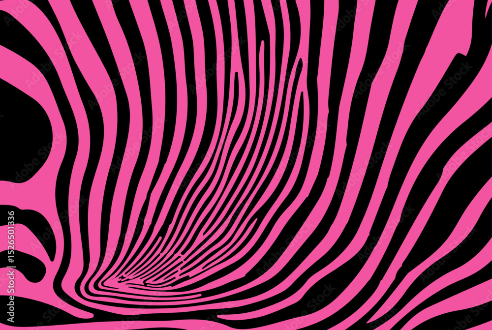 Leinwandbilder this vector illustration in y2k style features bold pink and black wavy stripes. the design uses abs