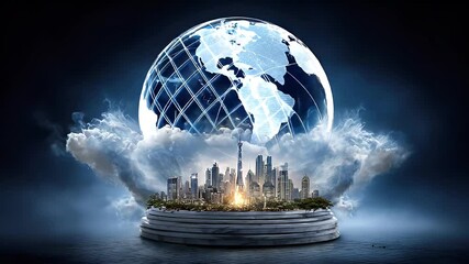 Globe cityscape illustration - Powered by Adobe
