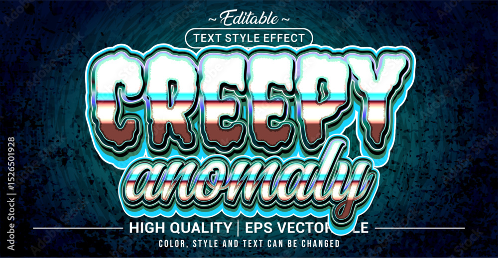 Fototapete Editable text style effect - Creepy Anomaly text style theme. Vector text style illustration template.