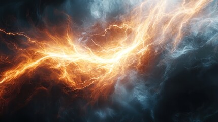 Fototapeta premium Fiery Electrical Storm: A Digital Abstract of Energy Clash