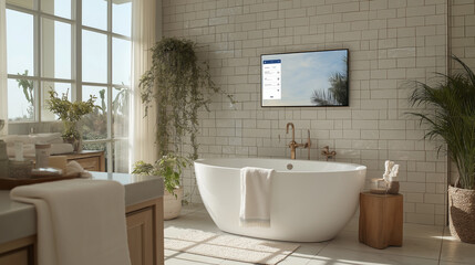Smart Mirror Workout App in Modern Bathroom Design