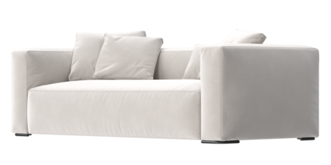 sofa fabric ivory angled view isolated.