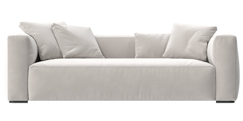 sofa fabric ivory front view isolated.