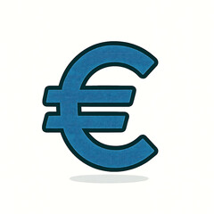Obraz premium Blue euro sign icon representing currency and finance concepts in economic transactions 