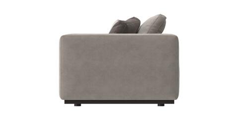 beige fabric sofa side view isolated.