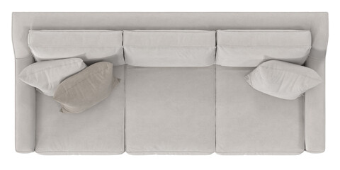 white fabric sofa top view isolated.