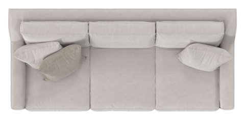white fabric sofa top view isolated.