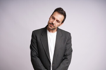 Male Model Showing Different Emotions on White Studio Background