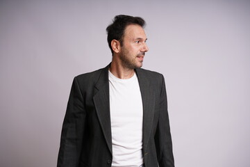 Male Model Showing Different Emotions on White Studio Background