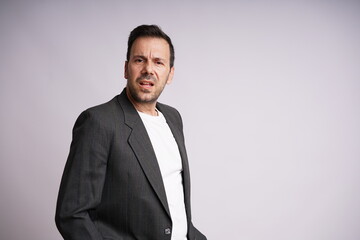 Male Model Showing Different Emotions on White Studio Background