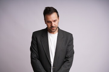 Male Model Showing Different Emotions on White Studio Background