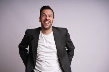 Male Model Showing Different Emotions on White Studio Background