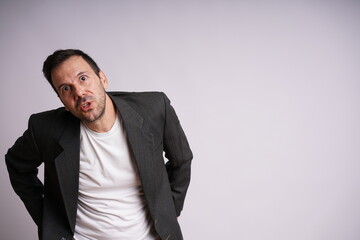 Male Model Showing Different Emotions on White Studio Background