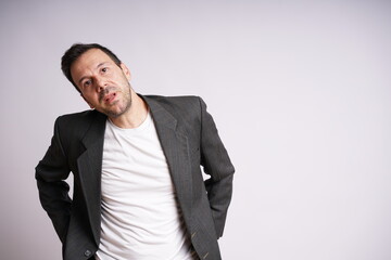 Male Model Showing Different Emotions on White Studio Background