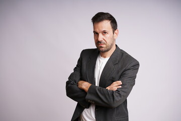 Male Model Showing Different Emotions on White Studio Background