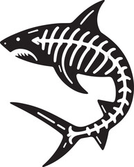 Fototapeta premium Skeleton Shark Illustration A Monochrome Vector Graphic Design