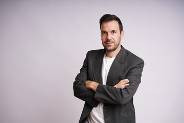 Male Model Showing Different Emotions on White Studio Background