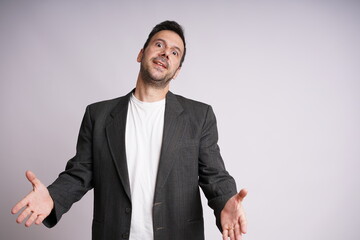 Male Model Showing Different Emotions on White Studio Background