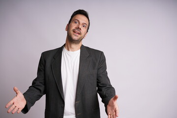Male Model Showing Different Emotions on White Studio Background