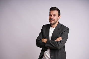 Male Model Showing Different Emotions on White Studio Background
