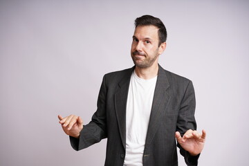 Male Model Showing Different Emotions on White Studio Background