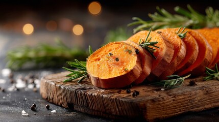 Roasted Sweet Potato Slices with Rosemary and Thyme