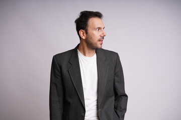 Male Model Showing Different Emotions on White Studio Background