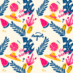 Obraz premium Blue Pink Retro Hot Summer Fresh Retro Pattern Illustration Vector
