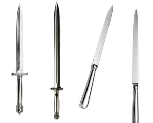 Various Types of Silver Knives with Unique Designs and Finishes