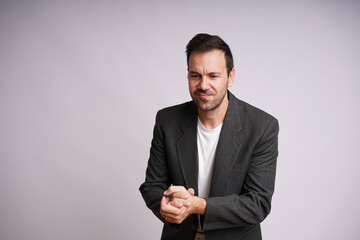 Male Model Showing Different Emotions on White Studio Background