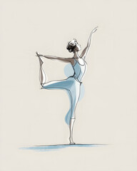 Artistic illustration of a single human figure performing a Pilates pose
