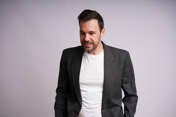 Male Model Showing Different Emotions on White Studio Background