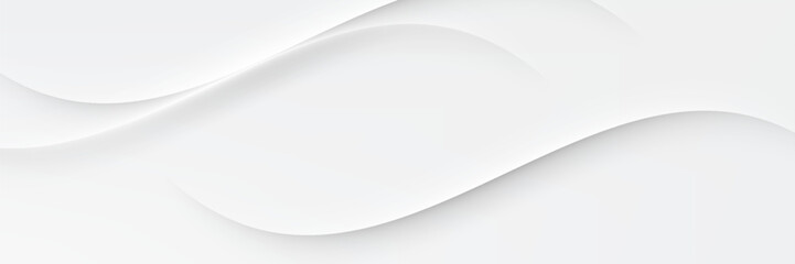 3D white geometric abstract background overlap layer on bright space with waves decoration. Minimalist modern graphic design element cutout style concept for banner, flyer, card, or brochure cover