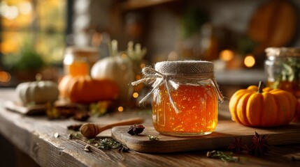 Pumpkin Jam in Rustic Kitchen Setting