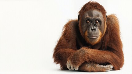 Thoughtful Orangutan Resting with Arms Crossed