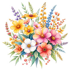 Vibrant floral arrangement nature digital illustration colorful garden close-up view botanical art