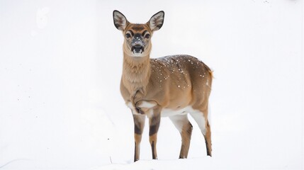 Elegant Deer Standing Gracefully in a Snowy Landscape